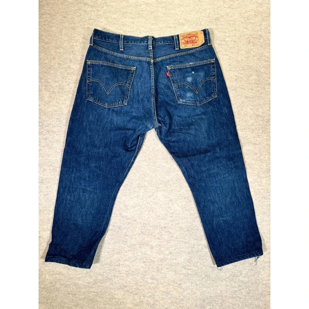 Levis 501 Original Jeans Mens 38x32 Blue Denim Classic Straight Leg‎ Button Fly